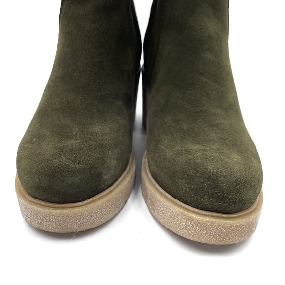 La Canadienne Zed‎ Boots Green Suede Block Heel Waterproof Bootie Sz 7.5 - Picture 5 of 13